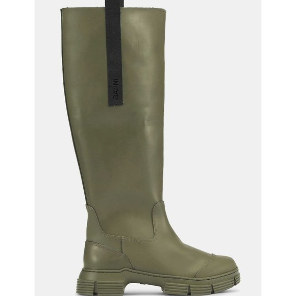 GANNI RECYCLED RUBBER COUNTRY BOOT CHUNKY STACKED GREEN 35 (1)(MD24) - Picture 1 of 9